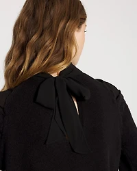 Mockneck Blouson Sleeve Pullover Sweater