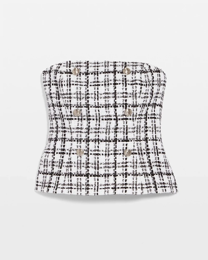 Petite Button Tweed Bustier