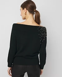 Embellished Off-The-Shoulder Sweater