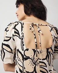 Puff-Sleeve Drawstring Blouse
