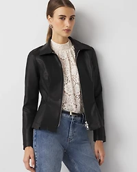 Peplum Coated Denim Jacket