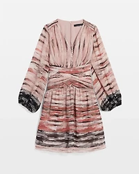 V-Neck Printed Mini Dress