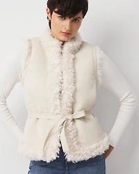 Reversible Faux Suede Sherpa Vest