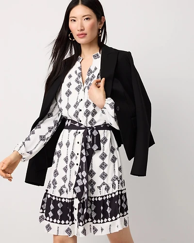 Tie-Waist A-line Shirt Dress