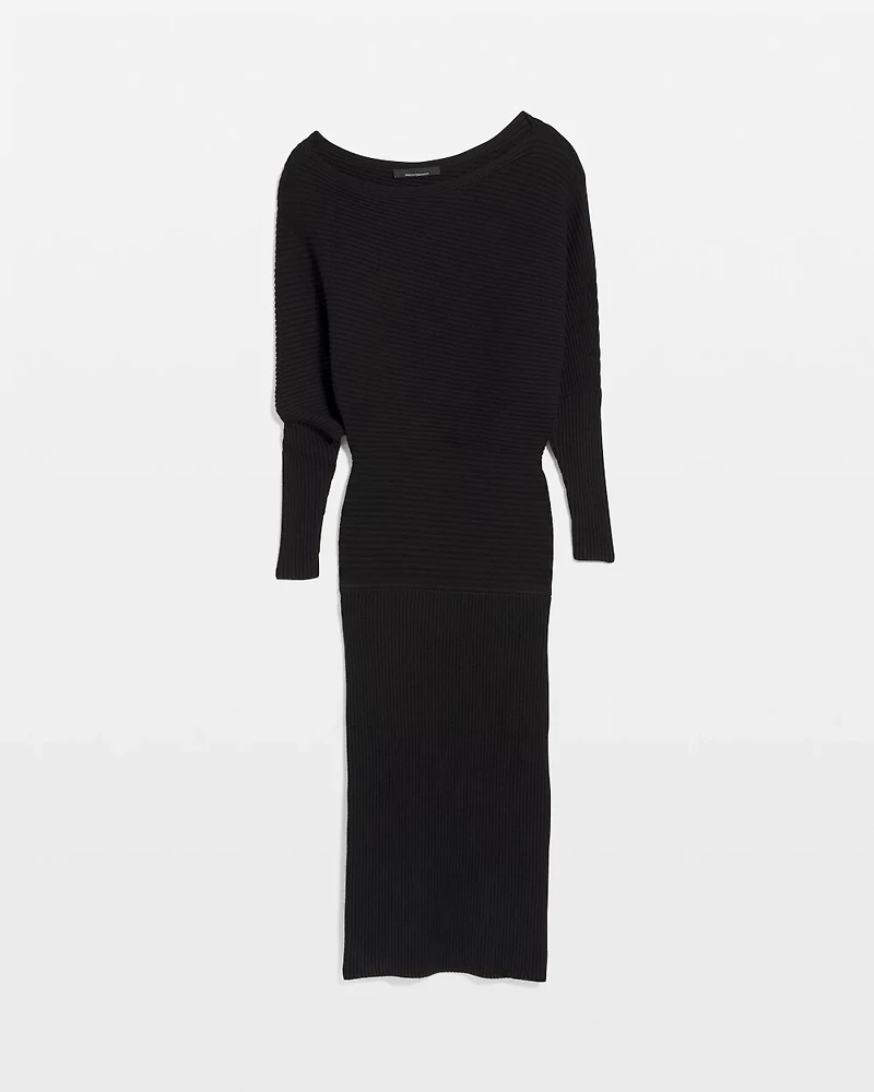 Off-Shoulder Ribbed Sweater Dress