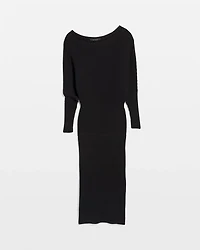 Off-Shoulder Ribbed Sweater Dress