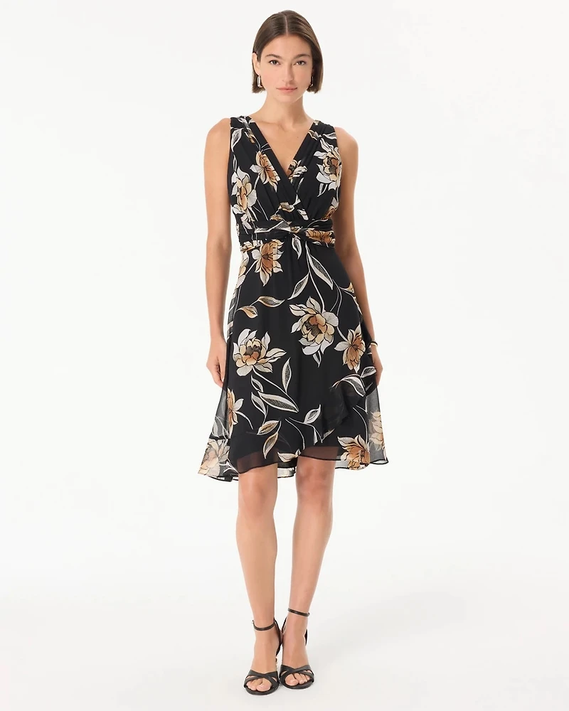 Ruched Chiffon Dress