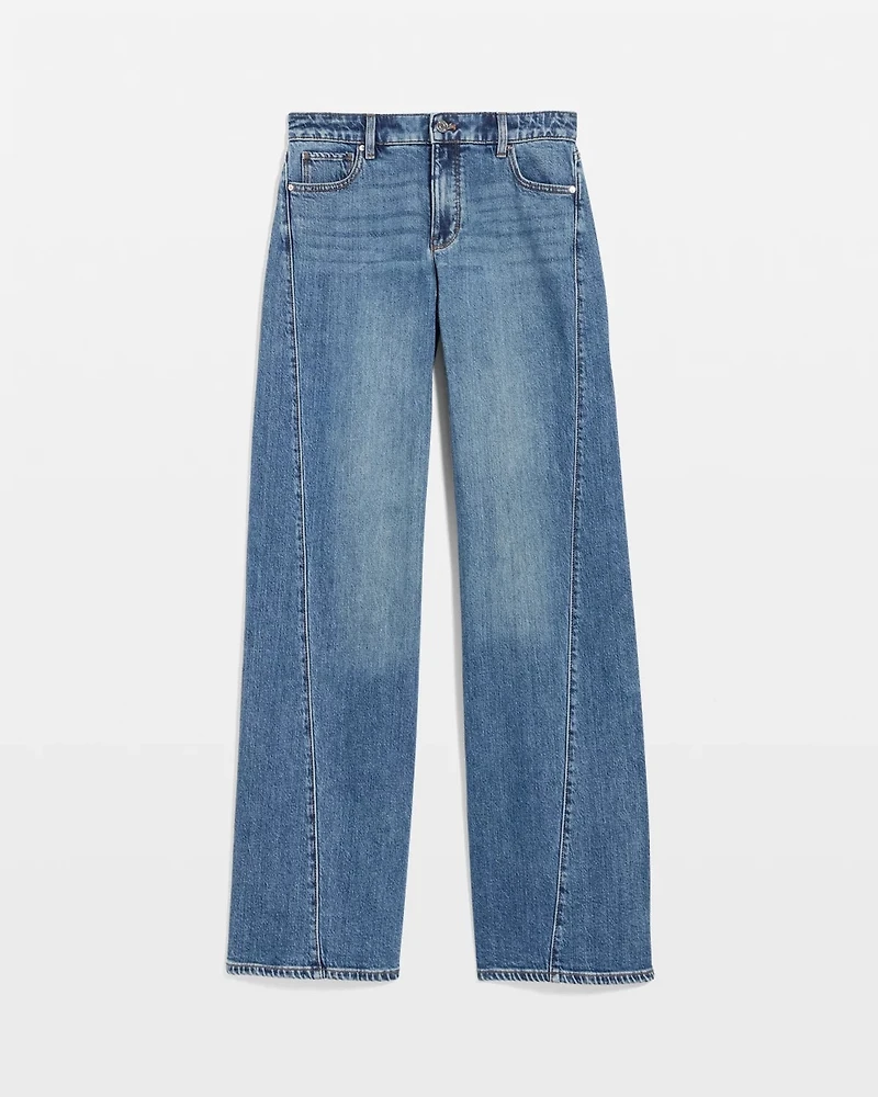 Petite High-Rise Twisted Seam Wide Leg Jeans