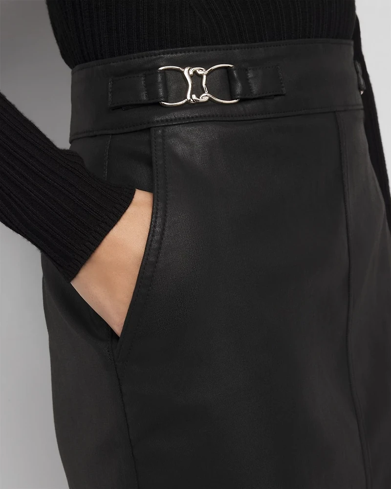 Coated Denim Mini Skirt