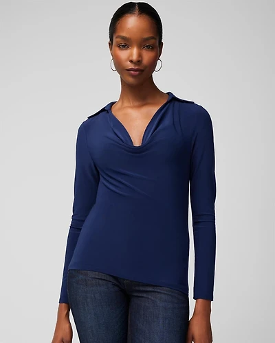 Collar Cowl Neck Long Sleeve Top