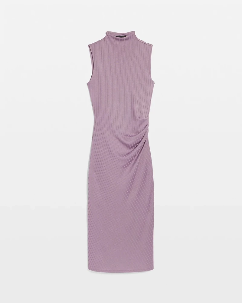 Petite Mock Neck Ribbed Maxi Dress