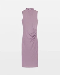 Petite Mock Neck Ribbed Maxi Dress