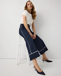 Denim-Look High Rise Wide Leg Crop