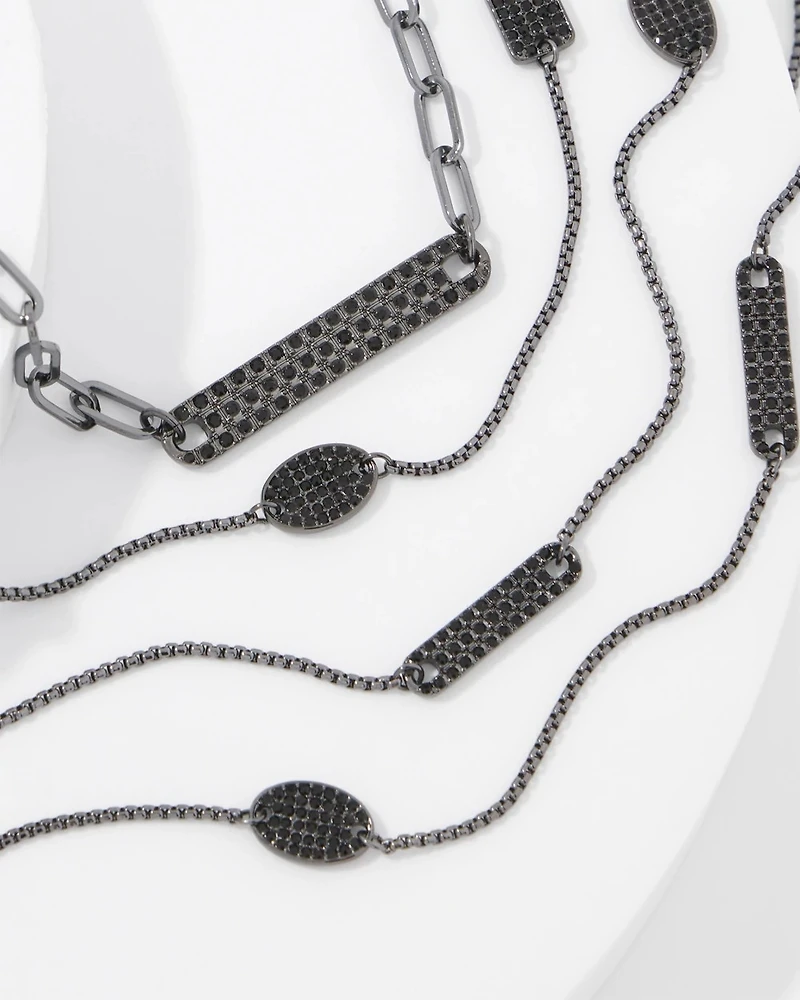 Hematite + Pavé Convertible Necklace