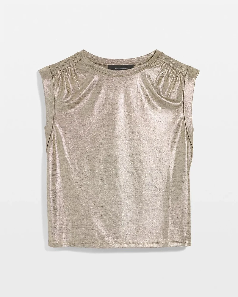 Gold Foil Braided Shoulder Tee