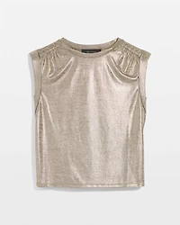 Gold Foil Braided Shoulder Tee