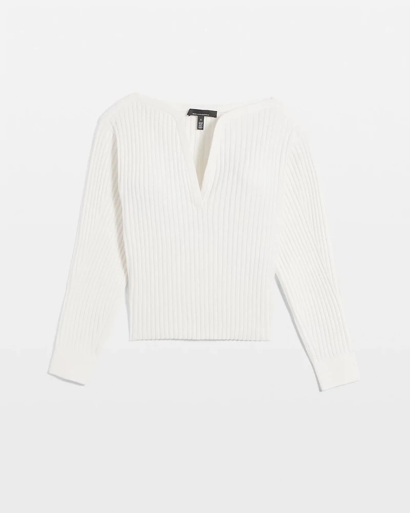 Ribbed Sweetheart Neck Pullover Sweater