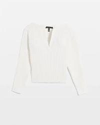 Ribbed Sweetheart Neck Pullover Sweater