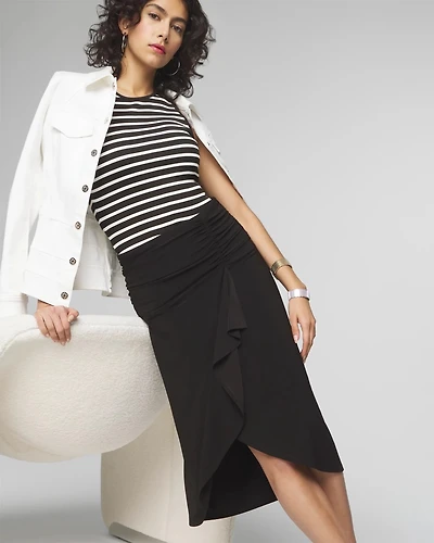 Petite Ruched Matte Jersey Surplice Skirt