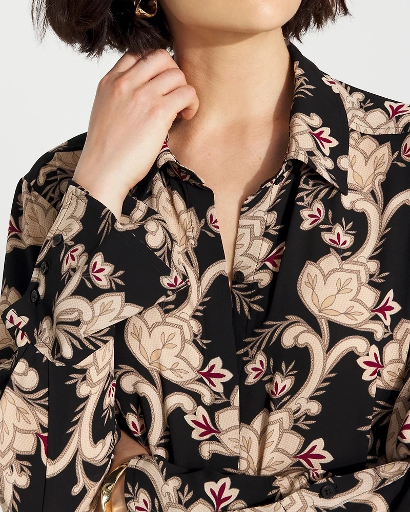 Long-Sleeve Flare Cuff Shirt