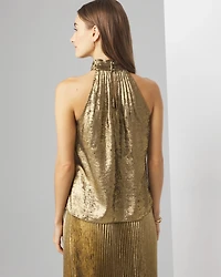 Halter Pleated Shell Top