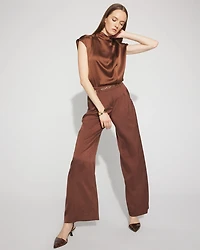 Satin Draped Sleeveless Blouse