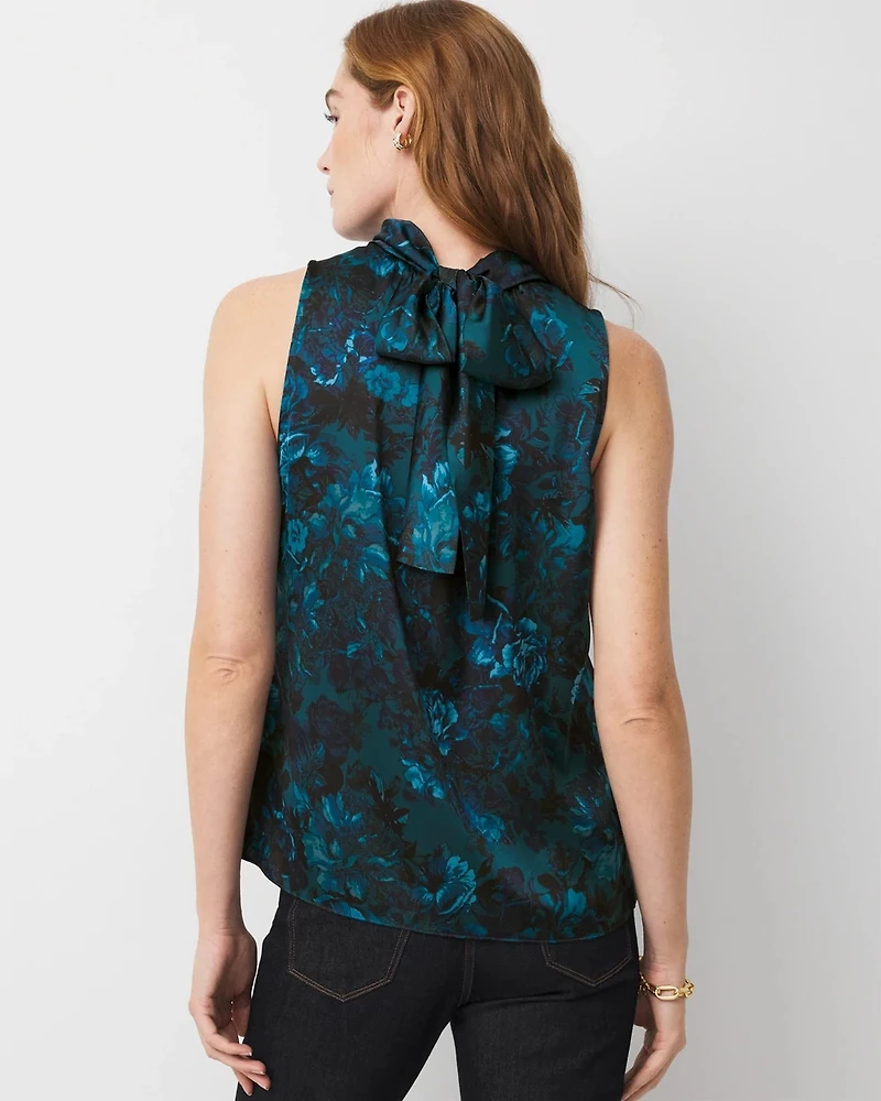 Bow Back Satin Halter Blouse