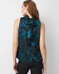 Bow Back Satin Halter Blouse