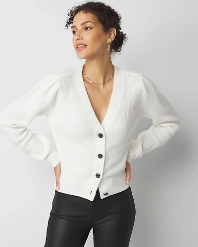 Petite Long Sleeve Jewel Button Cardigan