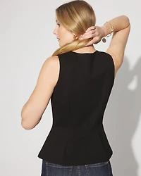 Ponte V-Neck Peplum Top