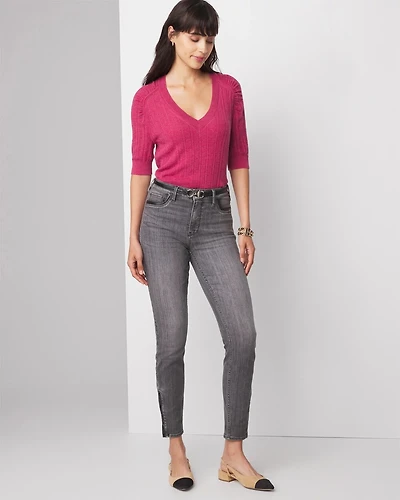 Petite High Rise Croc Skinny Ankle Jeans