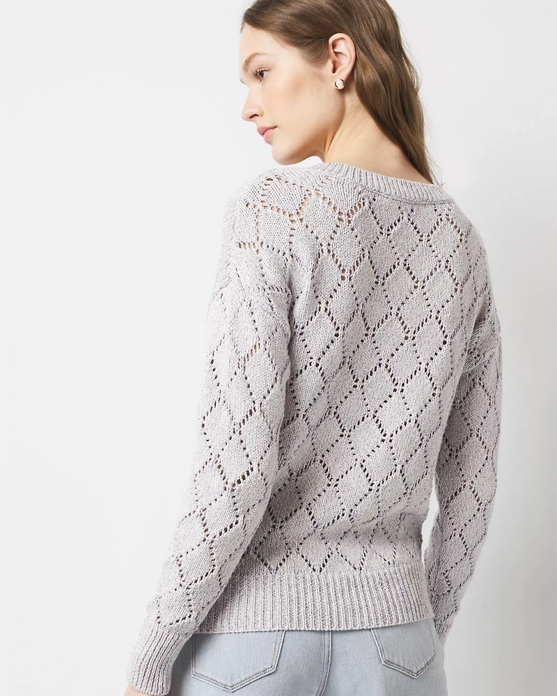 Pointelle Marled Shimmer Sweater
