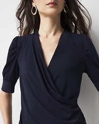 Ruched-Sleeve Surplice Top