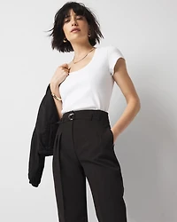 WHBMFORME™ Ribbed Stretch Scoop Neck Tee