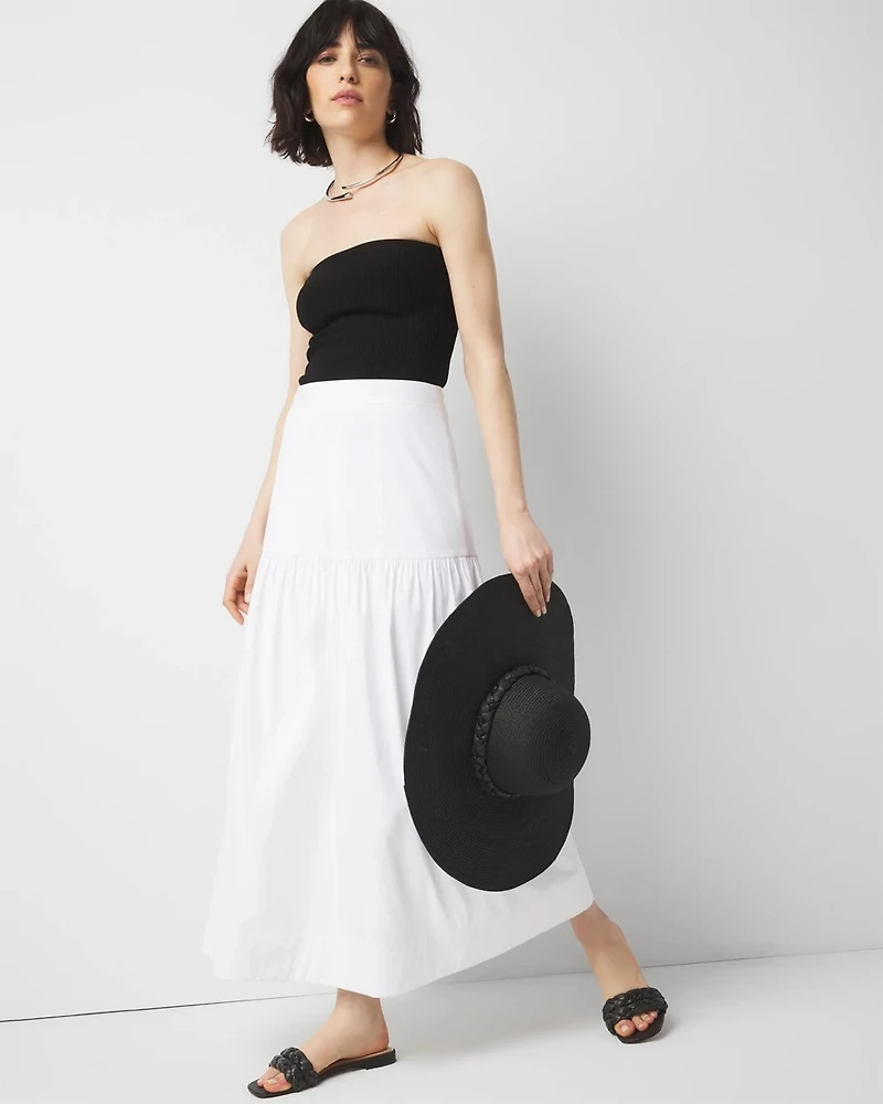 Poplin A-Line Maxi Skirt