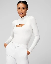 Long Sleeve Cutout Mockneck Top