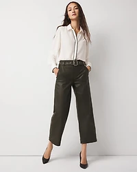 Coated High-Rise Wide-Leg Crop