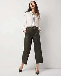 Coated High-Rise Wide-Leg Crop