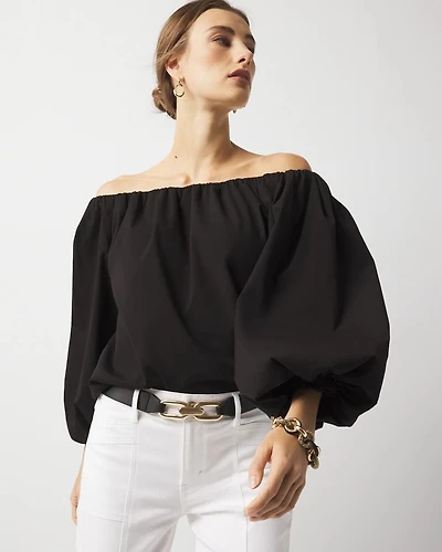 Off-the-Shoulder Drama Sleeve Blouse