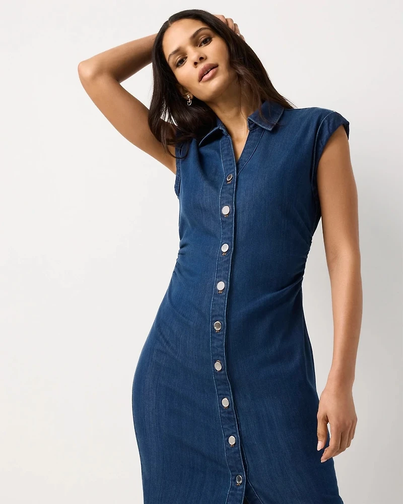 Button Front Midi Shirt Dress