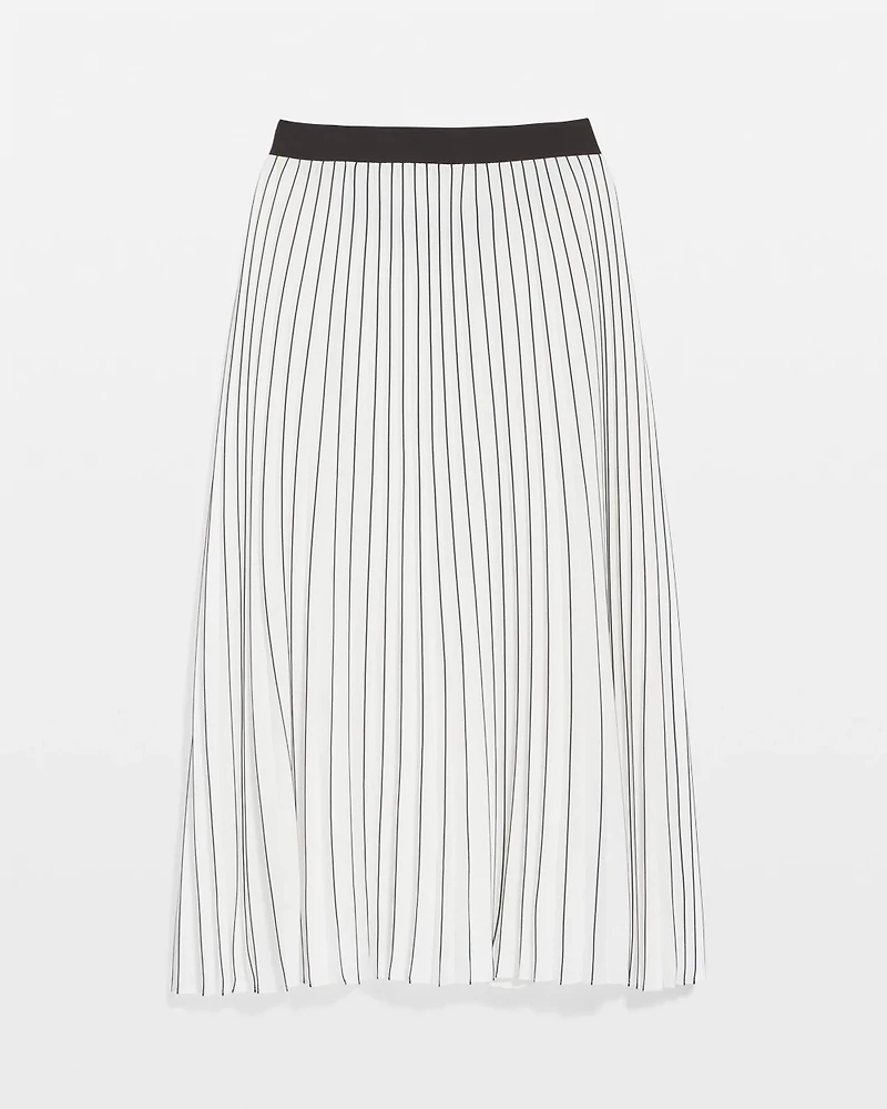 Smocked Pleated Midi Skirt