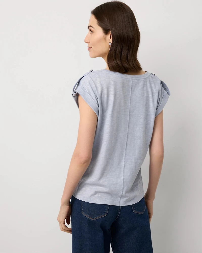 V-Neck Tee with Epaulets
