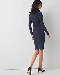 Chenille Button Trim Sweater Dress