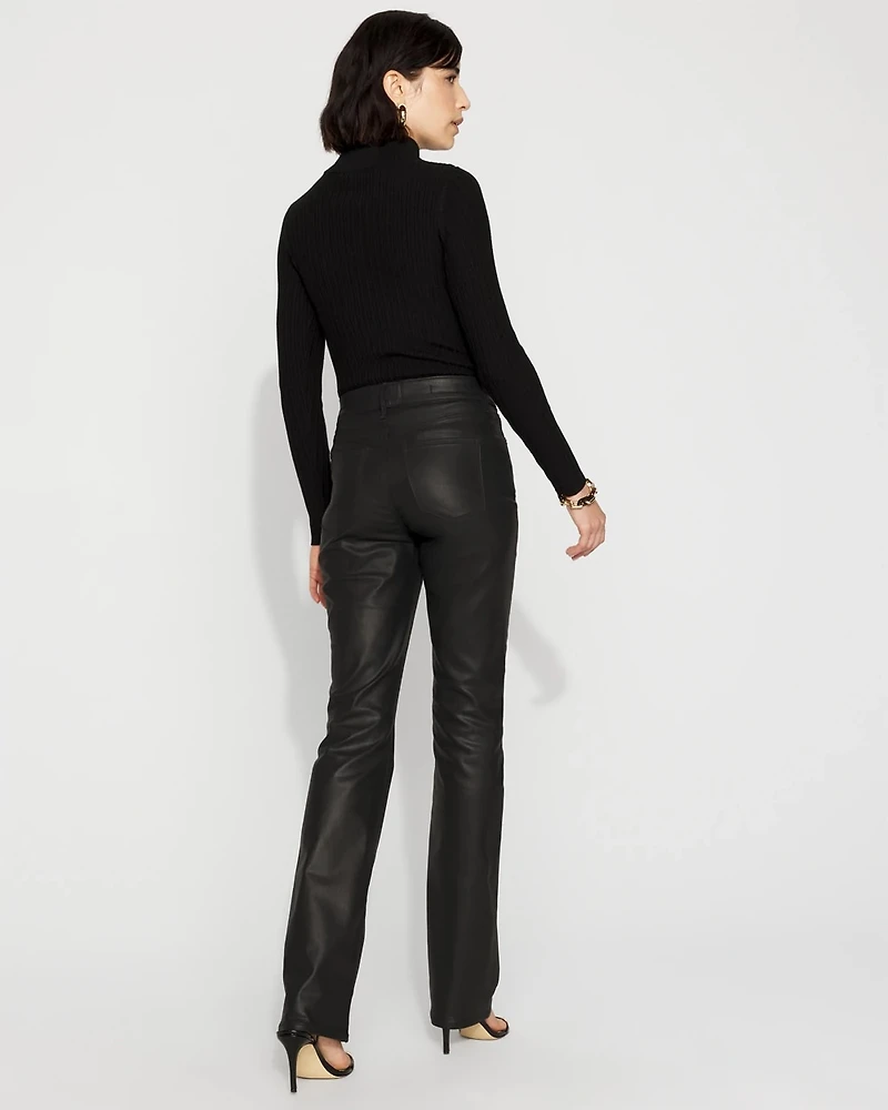 Petite High-Rise Coated Micro Bootcut Jean