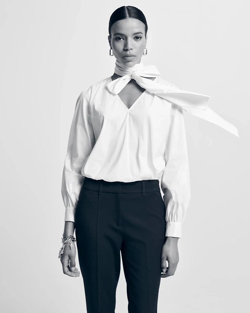 Removable Bow Poplin Blouse
