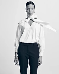 Removable Bow Poplin Blouse