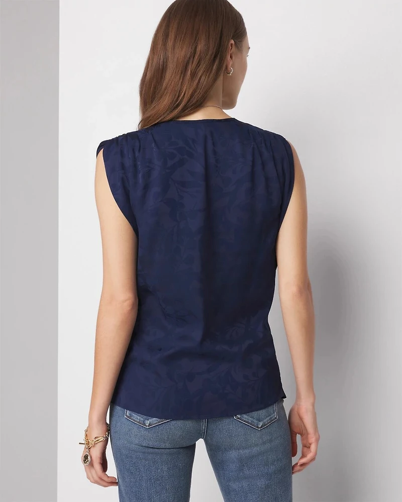 Sleeveless Ruched Shoulder Shell Top