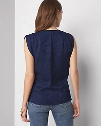 Sleeveless Ruched Shoulder Shell Top