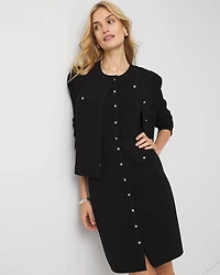 Petite Button Front Sleeveless Sweater Dress