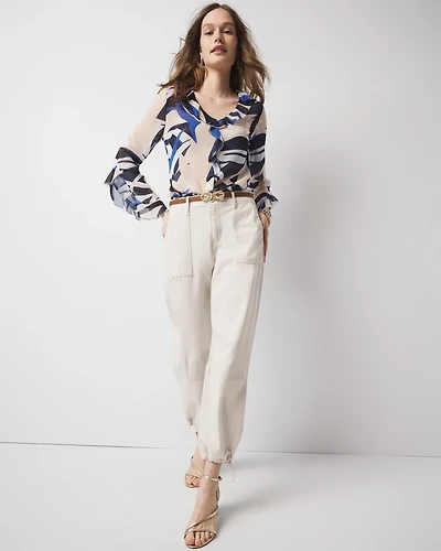 Petite High-Rise Pret Relaxed Utility Ankle Pant